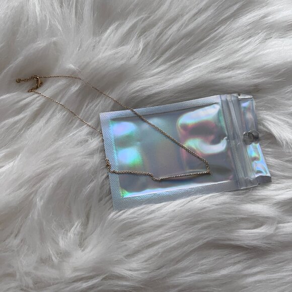 14K Yellow Gold Thin Pave Diamond Bar Necklace - Picture 2 of 3